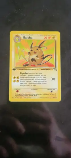 Pokemon Card TCG Raichu 29/62 1st Edition Fossil Non-Holo Rare NM - Image 1