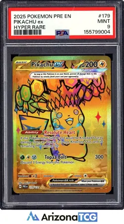 Pokemon 2025 Pikachu ex 179/131 Gold Hyper Rare Prismatic Evolutions PSA 9 - Image 1