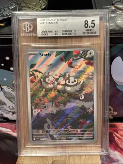 2023 Pokemon Scarlett & Violet Starly Illustration Rare 221/198 BGS 8.5 NM MT+ - Image 1