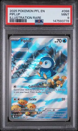 2025 Pokemon Pfl En-Phantasmal Flames #098 Piplup PSA9 - Image 1