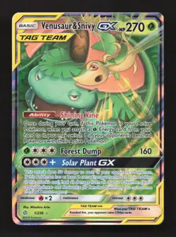 Venusaur & Snivy GX 1/236 Holo GX Rare Cosmic Eclipse Pokemon Near Mint - Image 1