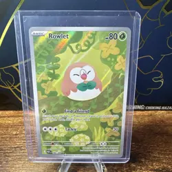 Pokemon Rowlet 090/088 Illustration Rare Holo Full Art Paradox Rift HP 80 - Image 1