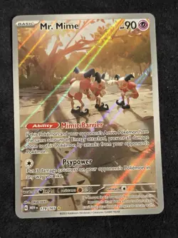 Pokemon TCG Mr. Mime Scarlet & Violet Holo Illustration Card 179/165 Rare NM - Image 1