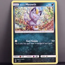 Pokemon Alolan Meowth 8/12 McDonalds Promo Holo LP 2017 - Image 1