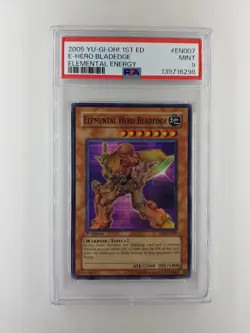 2005 Yugioh Elemental Hero Bladedge Elemental Energy EN007 PSA 9 - Image 1