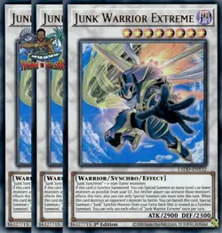 Yugioh! 3x Junk Warrior Extreme L5DD-ENY32 Ultra Rare 1st Ed NM - Image 1