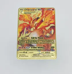 Charizard - Pokemon Vmax Laser Etched Heat Gold Metal Trading Card Rare Tc1 - Image 1