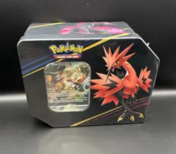 Pokemon Galarian Zapdos Crown Zenith Factory Sealed Tin 5 Booster Packs DENTED - Image 1