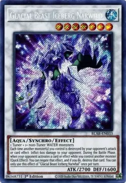 Yugioh! Glacial Beast Iceberg Narwhal - BLAR-EN033 - Secret Rare - 1st Edition N - Image 1