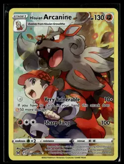 Hisuian Arcanine TG08/TG30 Lost Origin Trainer Gallery Holo Pokemon - Image 1