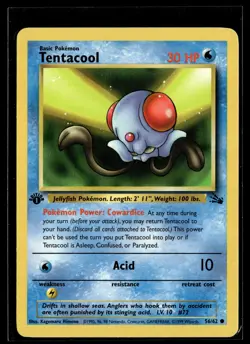 Tentacool 56/62 Fossil 1st Edition Common Pokemon - Image 1
