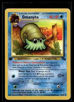 Omanyte 52/62 Fossil 1st Edition Common Pokemon - Image 1