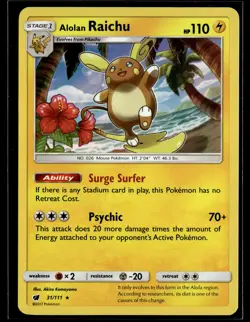 Alolan Raichu 31/111 Crimson Invasion Rare Holo Pokemon - Image 1