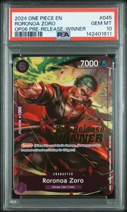 2024 ONE PIECE PROMOS #045 RORONOA ZORO PSA 10 - Image 1