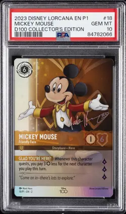 2023 DISNEY LORCANA EN P1-PROMO #18 MICKEY MOUSE - FRIENDLY FACE PSA 10 - Image 1