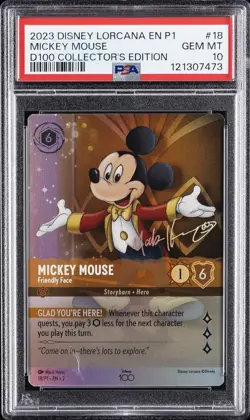 2023 DISNEY LORCANA EN P1-PROMO #18 MICKEY MOUSE - FRIENDLY FACE PSA 10 - Image 1