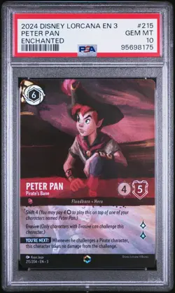2024 DISNEY LORCANA EN 3-INTO THE INKLANDS #215 PETER PAN - PIRATE'S BANE PSA 10 - Image 4