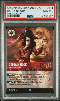 DISNEY LORCANA EN 3-INTO THE INKLANDS CAPTAIN HOOK - MASTER SWORDSMAN PSA 10 - Image 1