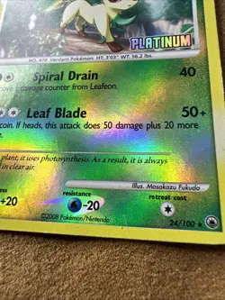 Leafeon Lv.40 Reverse Holo Pokemon Card 24/100 Majestic Dawn 2008 - Image 3