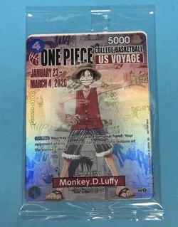 One Piece Monkey D. Luffy US Voyage College Basketball Promo Card (Mint - New) - Image 1