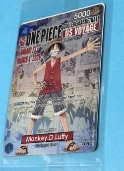 One Piece Monkey D. Luffy US Voyage College Basketball Promo Card (Mint - New) - Image 2