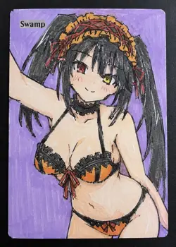 Magic MTG Altered Swamp / Land Card | Original Hand Painted & Color Anime Girl - Image 1