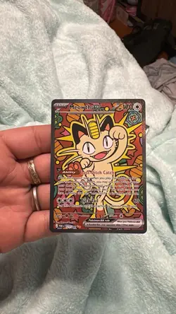 Meowth ex 121/088 Full Art Holo Ultra Rare Paldean Fates Pokemon TCG EN - Image 1