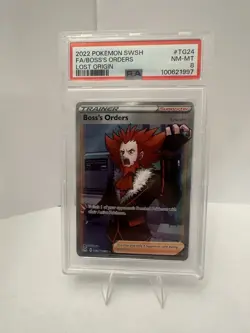 Pokemon TCG Boss's Orders Trainer Full Art Holo Rare TG24/TG30 PSA 8 - Image 1