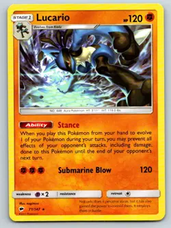 Lucario 71/147 Holo Rare Burning Shadows Pokemon Lightly Played - Image 1