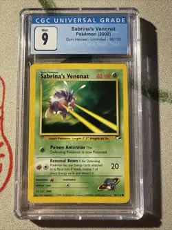 Pokemon TCG Sabrina's Venonat Gym Heroes Unlimited CGC 9 - Image 1