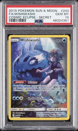 2019 POKEMON SUN & MOON COSMIC ECLIPSE SECRET #240 FULL ART/WISHIWASHI PSA 10 - Image 1