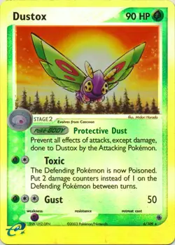 2003 Pokemon DUSTOX #6/109 EX Ruby & Sapphire Reverse Holo English DAMAGED - Image 1