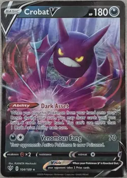 Holo Crobat V 104/189 Ultra Rare Darkness Ablaze Pokemon TCG Near Mint - Image 1