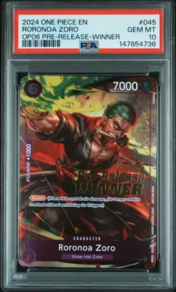 2024 ONE PIECE PROMOS #045 RORONOA ZORO PSA 10 - Image 1