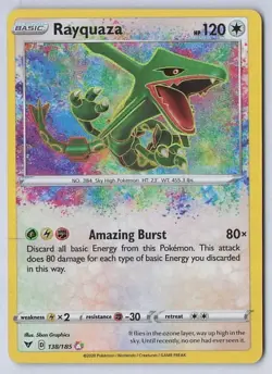 Rayquaza 138/185 Holo Amazing Rare Vivid Voltage Pokemon Card🔥CLEAN🔥 - Image 1