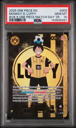 DORTMUND Monkey D. Luffy 2025 BVB One Piece Match Day Promo English #003 PSA 10 - Image 1