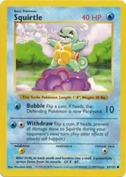 Squirtle (#063/102) - Unlimited OS - Base Set (Shadowless) MP Pokemon - Image 1