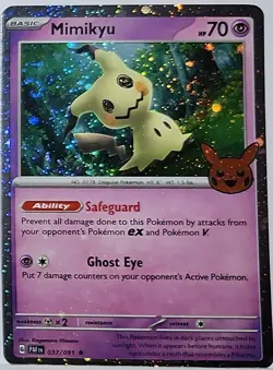 Swirl 🌀 Mimikyu 037/091 Cosmos Holo Bleed Error Rare Pokemon TCG Stamped ✨ 1 - Image 2