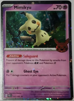 Swirl 🌀 Mimikyu 037/091 Cosmos Holo Bleed Error Rare Pokemon TCG Stamped ✨ 1 - Image 3