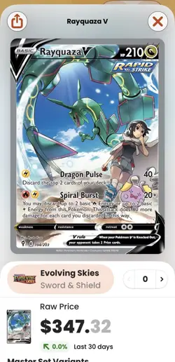Rayquaza V 194/203 Evolving Skies SWSH07 Full Art Holo Ultra Rare English - Image 2