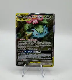 Pokemon TCG Venusaur and Snivy GX SM229 Full Art Tag Team Black Star Promo - Image 1