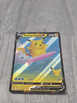 Pokemon Surfing Pikachu V Ultra Rare Full Art Holo 008/025 Celebrations TCG C724 - Image 1