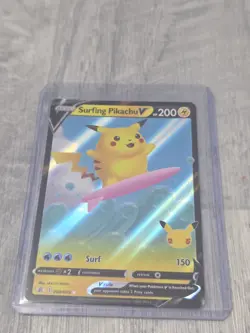 Pokemon Surfing Pikachu V Ultra Rare Full Art Holo 008/025 Celebrations TCG C724 - Image 3