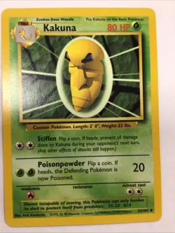 Pokemon TCG Kakuna Card Base Set, Unlimited Uncommon Card 33/102 - Image 1