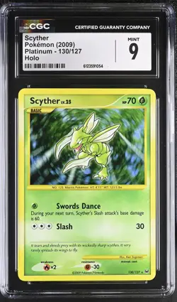 CGC 9 MINT Scyther 2009 Platinum 130/127 Holo Pokemon Card - Image 1
