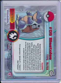 2000 TOPPS CHROME POKEMON T.V. #09 BLASTOISE - Image 2
