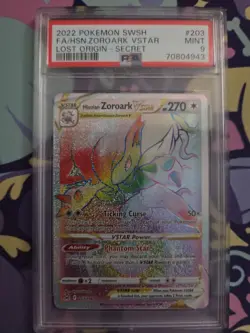 Pokemon TCG Sword & Shield Lost Origin Hisuian Zoroark VSTAR 203 PSA 9 - Image 1