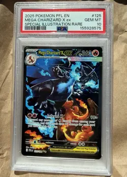 2025 POKEMON PFL EN-PHANTASMAL FLAMES #125 MEGA CHARIZARD X EX (PSA 10) GEM MINT - Image 1