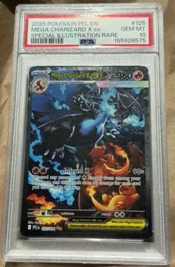 2025 POKEMON PFL EN-PHANTASMAL FLAMES #125 MEGA CHARIZARD X EX (PSA 10) GEM MINT - Image 2