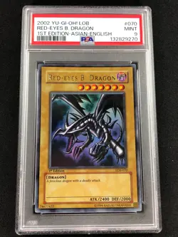 Yugioh 2002 Red Eyes B. Dragon 1st LOB-070 Asian English PSA 9 Ultra Rare - Image 1